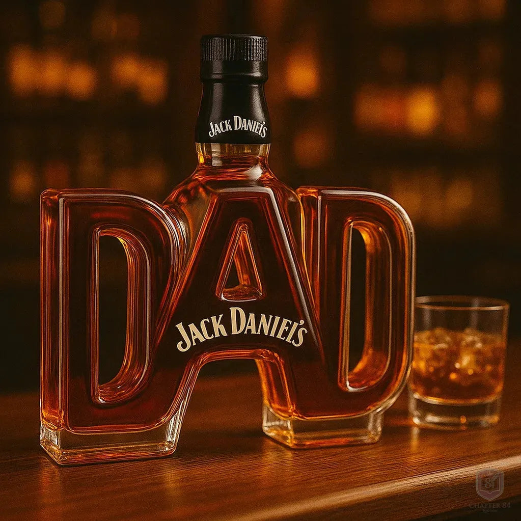 Décanteur à whisky édition père Danoir Paris en verre avec bouchon élégant, idéal pour présentation de whisky.