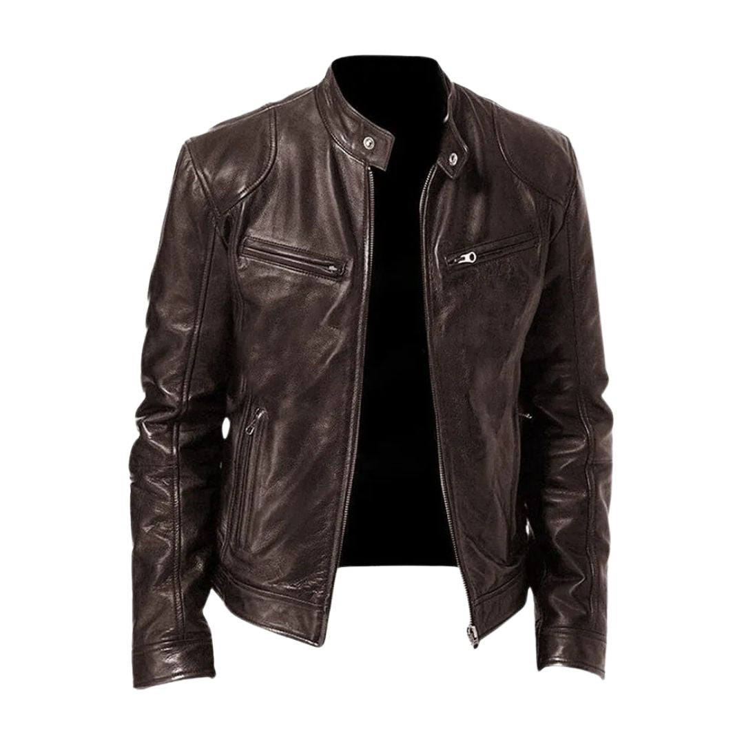 Blouson en cuir décontracté Laluna® par Danoir Paris, veste casual en cuir pour hommes avec finition élégante.