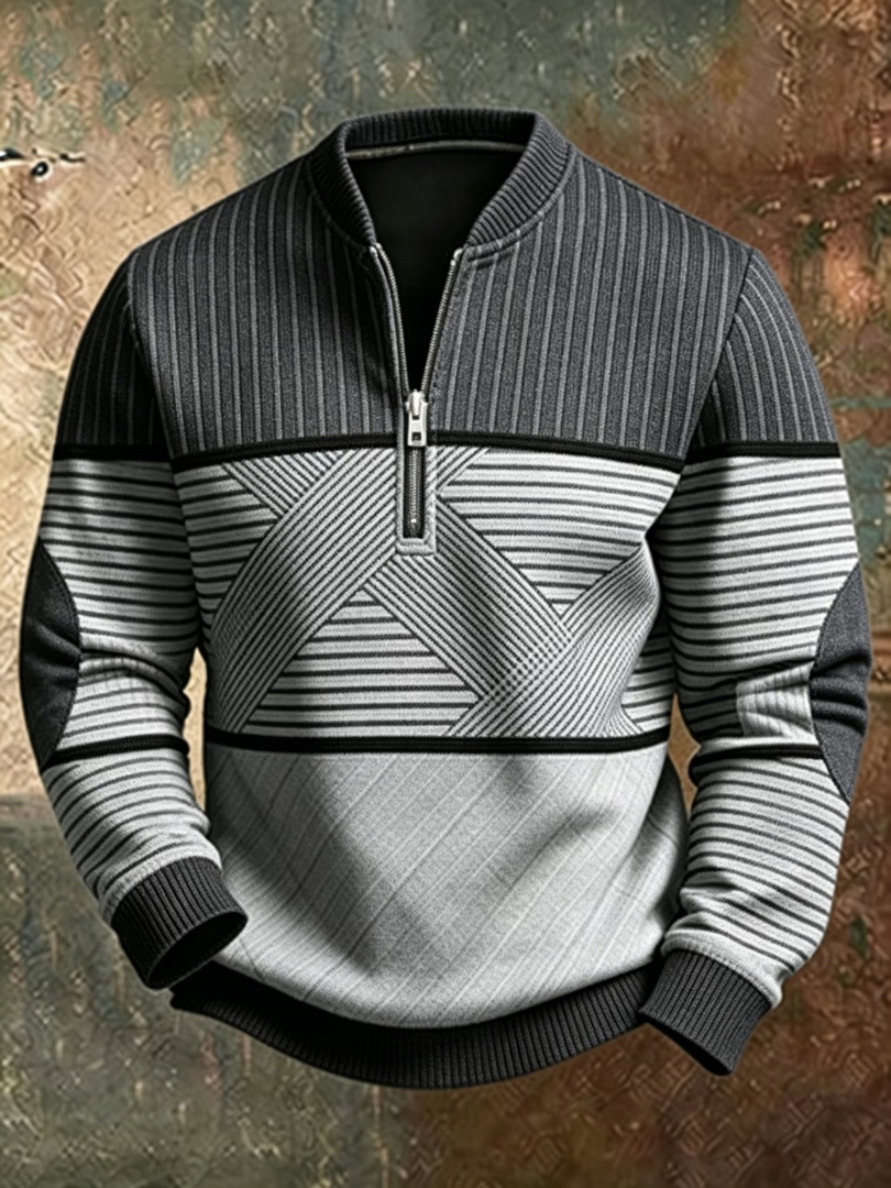 Pull pour hommes Viktor de Danoir Paris avec demi-zip, en tissu stylé et moderne, porté sur un mannequin.