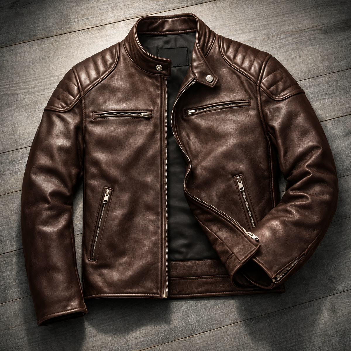 Veste en cuir Colt Maddox de Danoir Paris, coupe ajustée, devant avec fermeture éclair, pièce tendance pour femme.