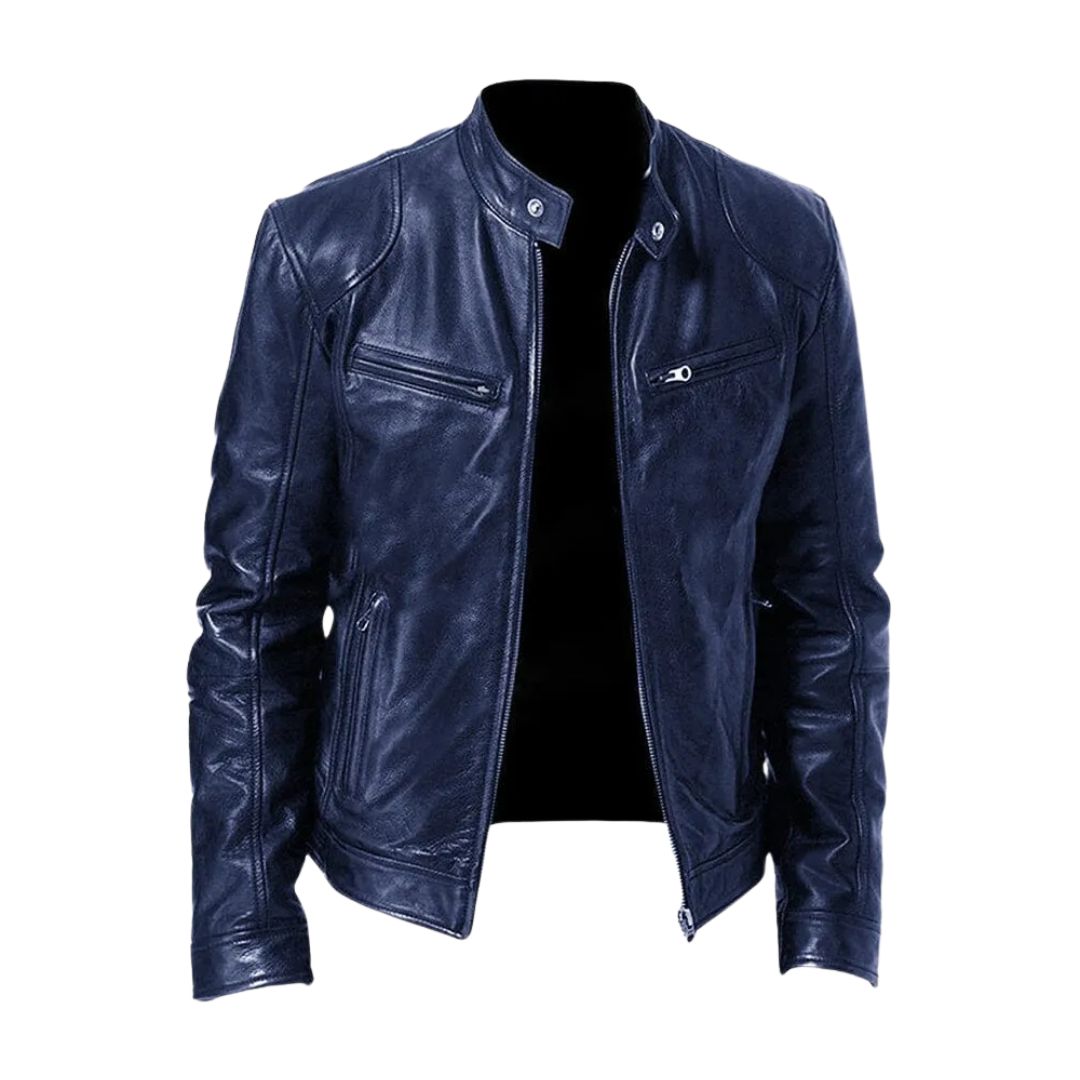 Veste en cuir décontractée Laluna® pour homme, fashion casual, coupe élégante, couleur marron, tissu de qualité par Danoir Paris.