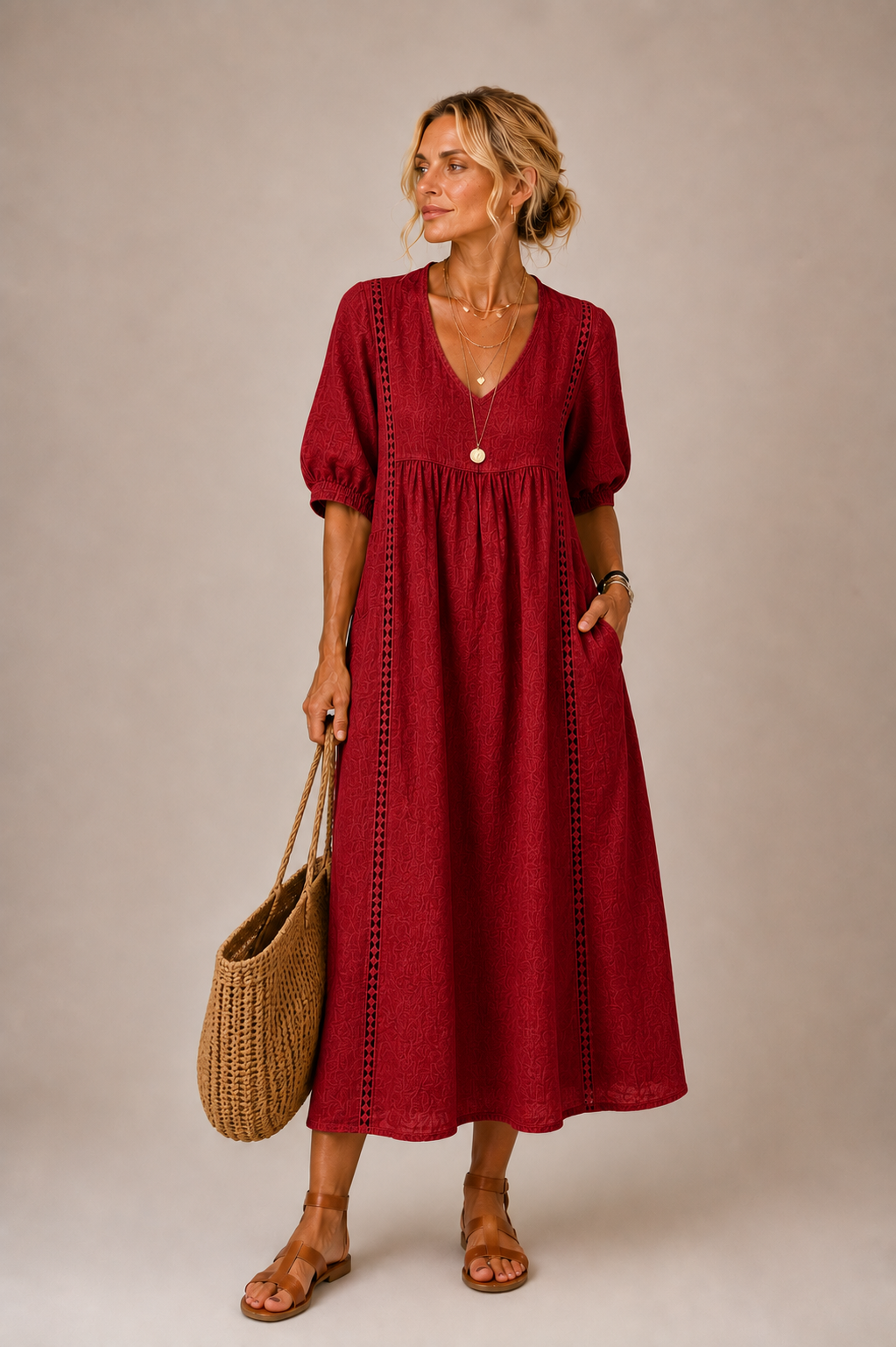 Robe midi d'été Gillian de Danoir Paris, coupe fluide en tissu léger, avec bretelles fines et imprimé floral coloré.