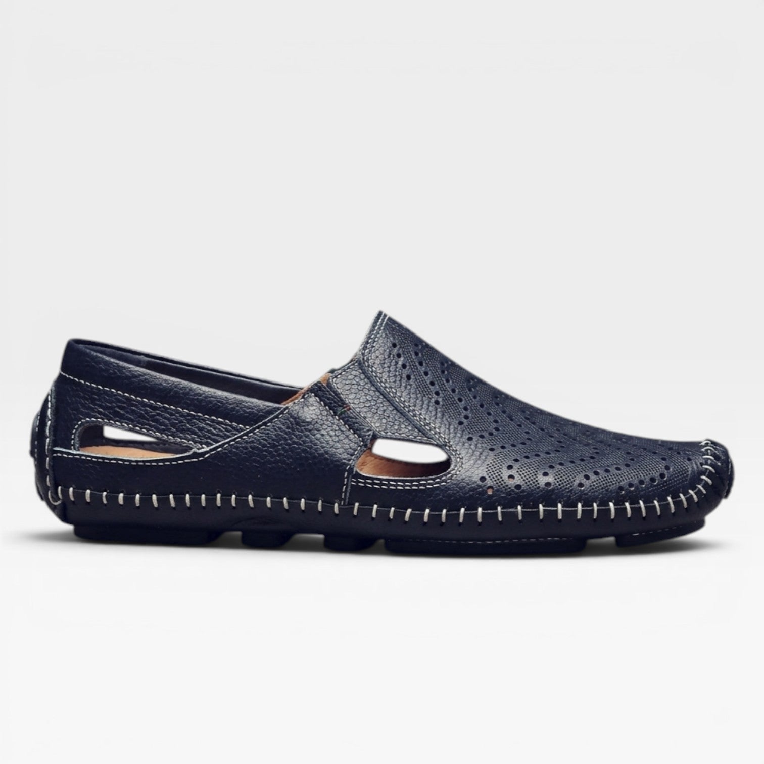 Sandales pour hommes Danoir Paris en cuir style italien, mules d'été décontractées perforées à enfiler.