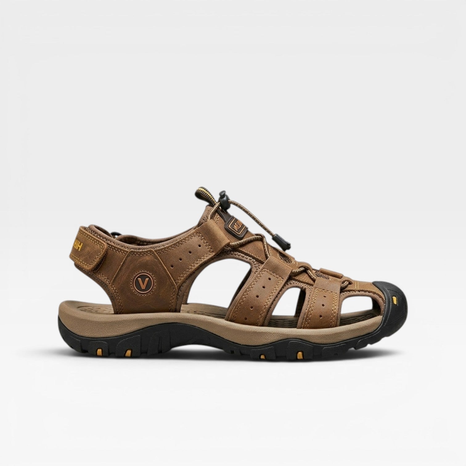Sandales de randonnée en cuir Danoir Paris pour hommes, à bout fermé, sandales de marche outdoor réglables, confortables et robustes.