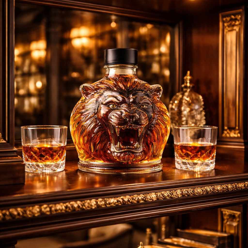 Flasque à whisky Danoir Paris Lion Special Edition en acier inoxydable, avec design élégant et logo lion gravé.