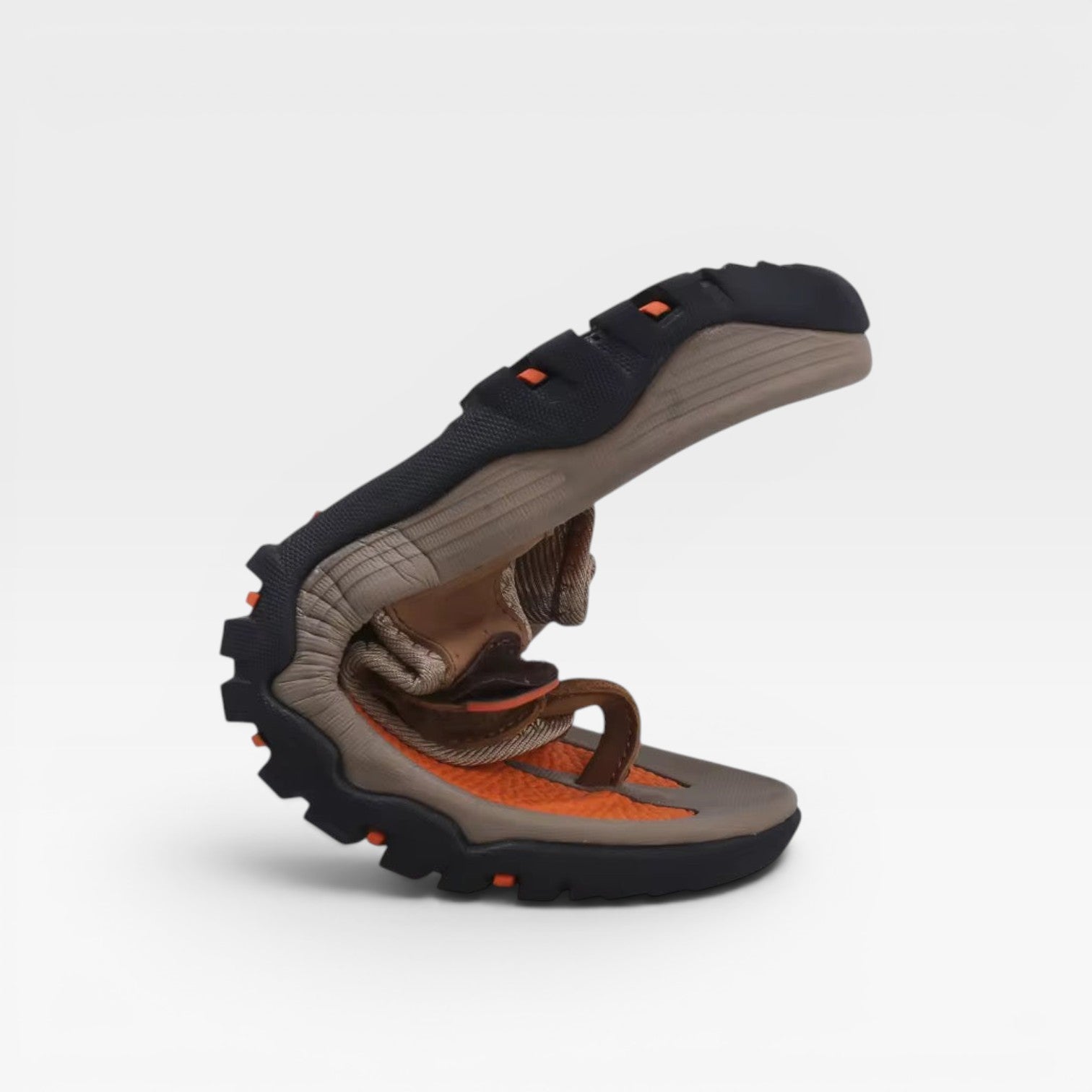 Sandales à entre-doigts en cuir de vachette pour hommes de Danoir Paris, sandales confortables et rembourrées, vue de face