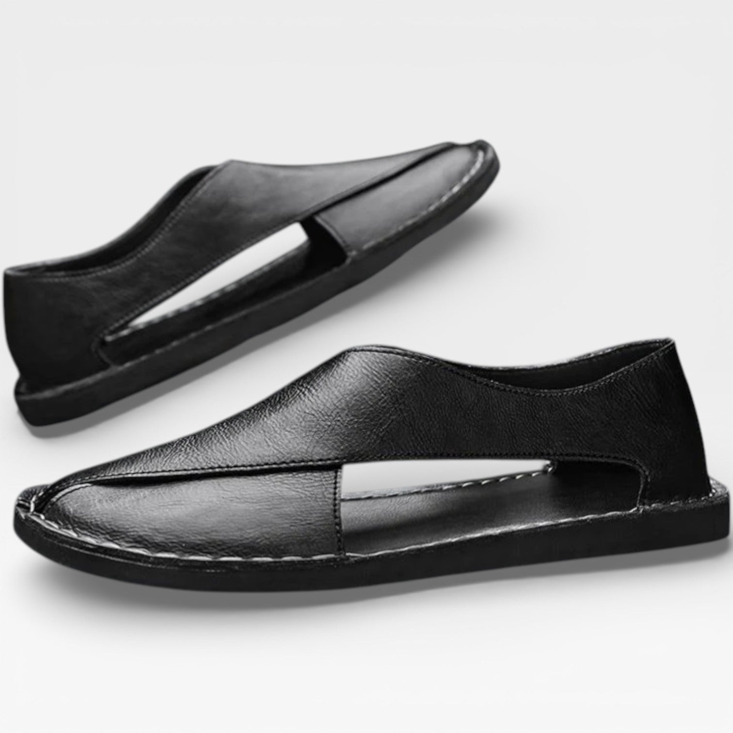 Sandales pour hommes en cuir Danoir Paris, chaussures décontractées élégantes avec semelle confortable et design classique.