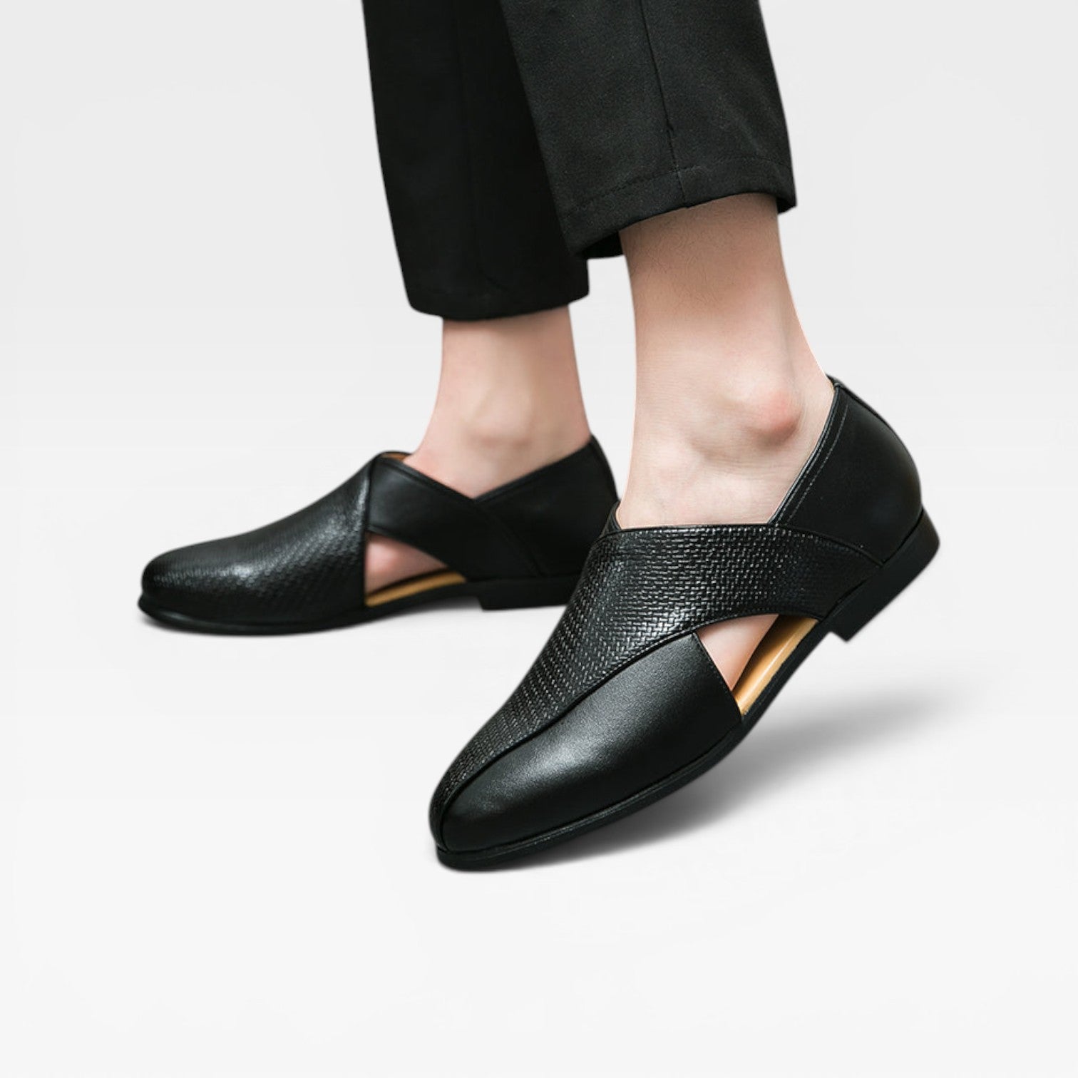 Mocassins en cuir véritable pour hommes de Danoir Paris, chaussures habillées classiques avec bride croisée, en sandales élégantes