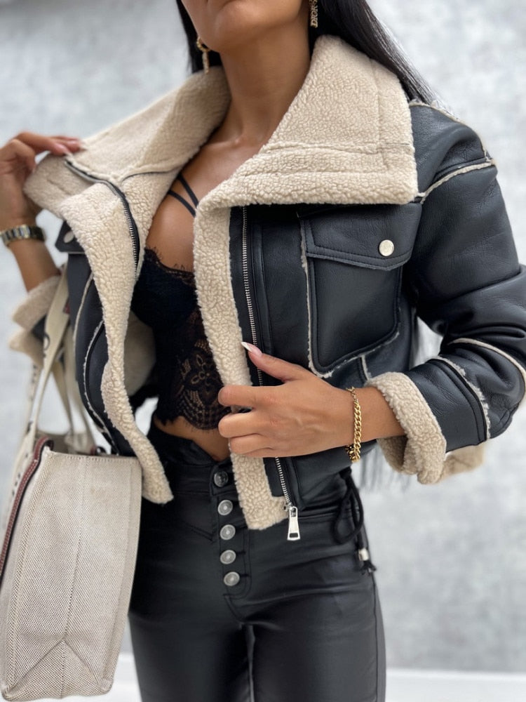DANOIR® | VESTE EN CUIR AVEC LAINE