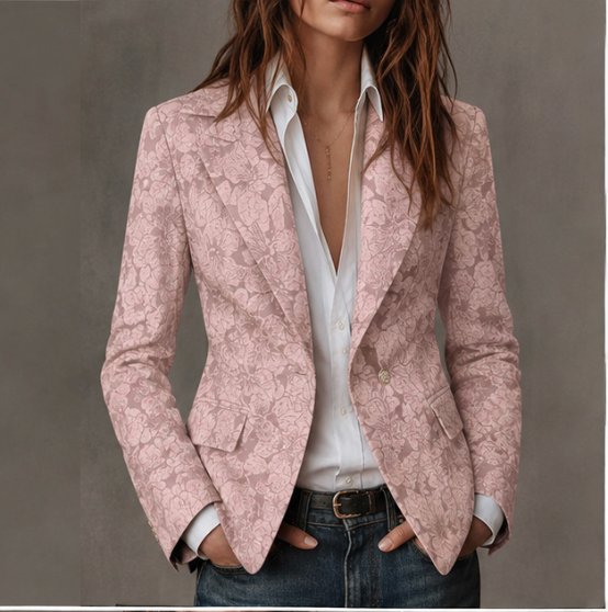 Blazer ajusté en jacquard cachemire Estelle de Danoir Paris, manches longues, look élégant et raffiné.