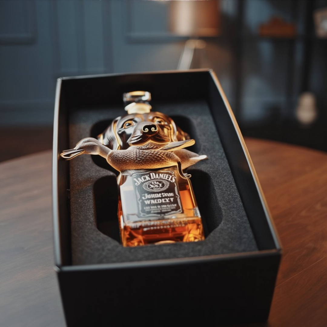 Flasque à whisky Danoir Paris édition Wild Goose, bouteille en verre avec design élégant, idéale pour emporter du whisky.