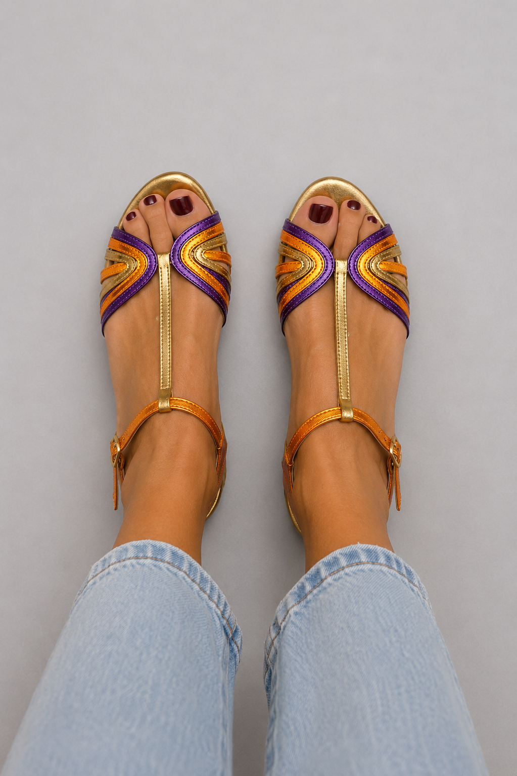 Sandales Viviana Danoir Paris aux couleurs méditerranéennes, chaussures d'été élégantes pour femmes.