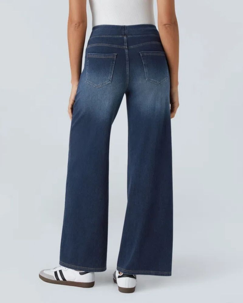 Jeans à jambe large gris-bleu Danoir Paris Ainsley de la collection #844, tissu confortable et coupe décontractée.