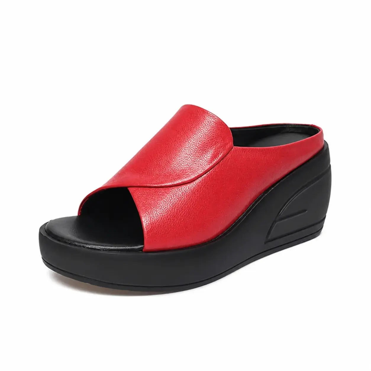 Sandales orthopédiques à talon compensé Eliza de Danoir Paris, slip-on noires, confortables et élégantes pour un style décontracté.