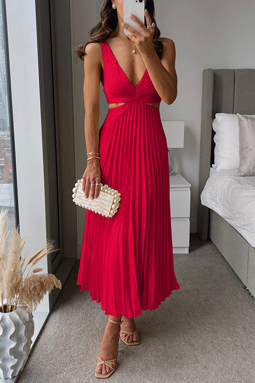 Robe longue noire Danoir Paris Rhiannon à taille haute, décolleté en V, style maxi, élégante et fluide.