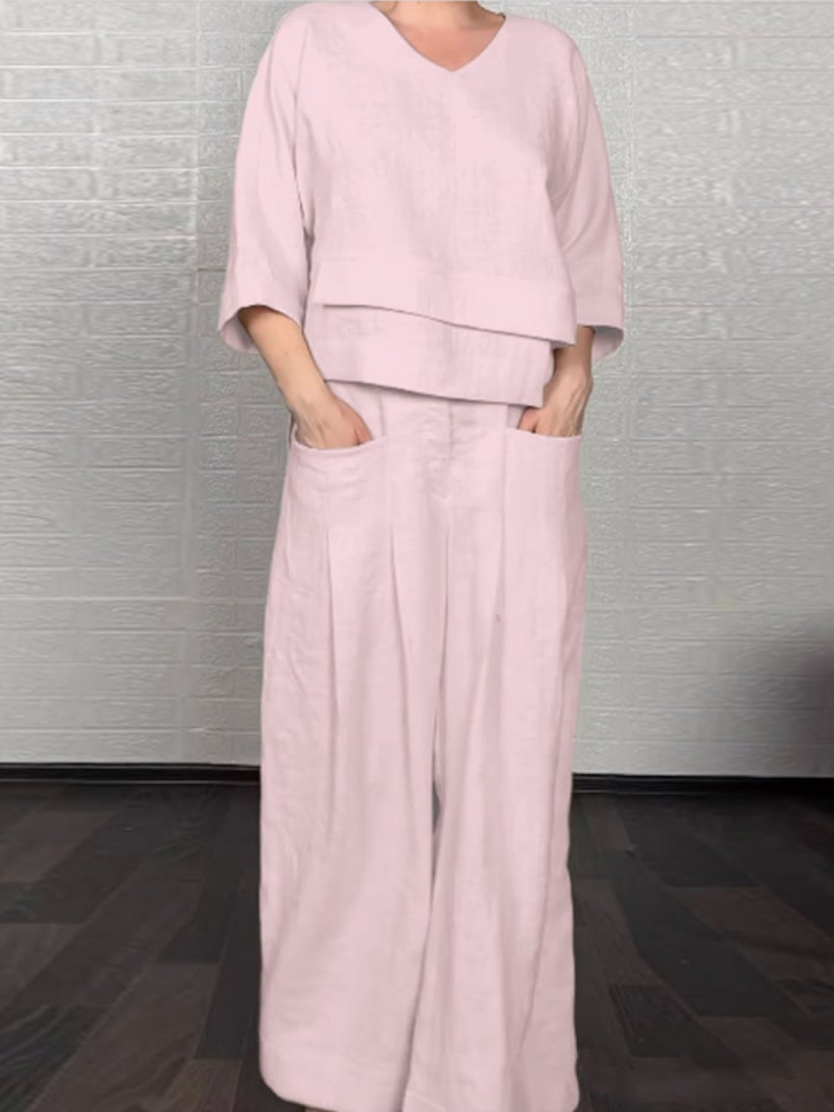 Ensemble décontracté en coton-lin blanc cassé de la marque Danoir Paris, style confortable pour homme et femme.