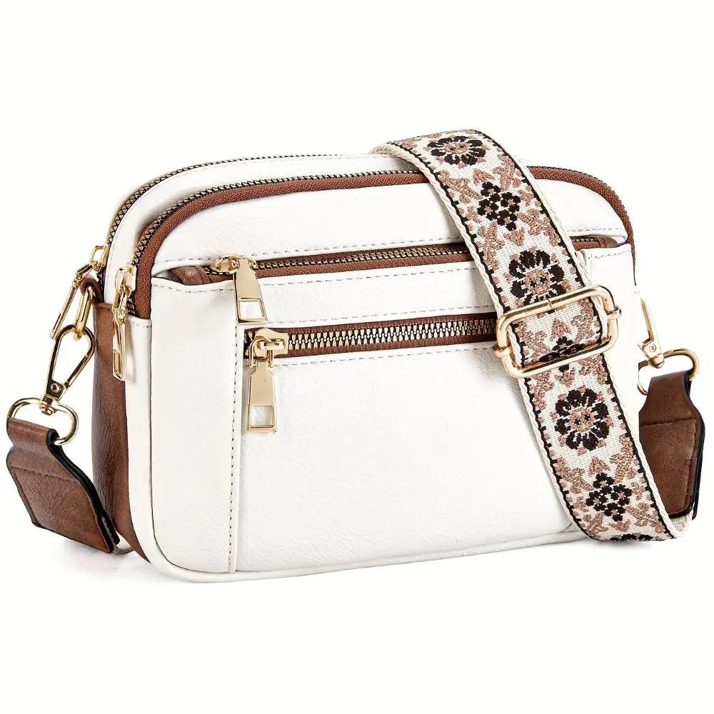 Sac à bandoulière blanc Danoir Paris Leila, sac à main chic en cuir élégant avec bandoulière ajustable.