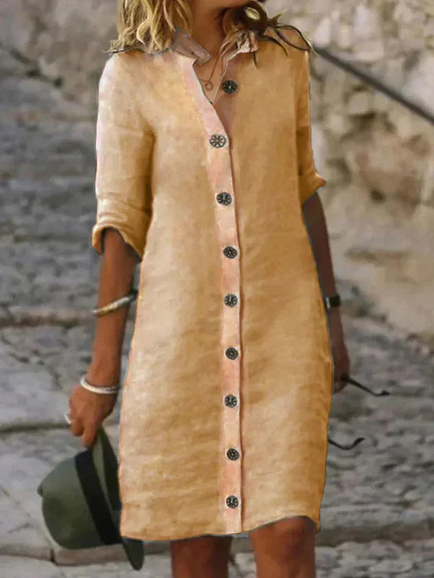 Robe mi-longue élégante Gabrielle de Danoir Paris, en tissu blanc avec détails raffinés, portée par un mannequin.