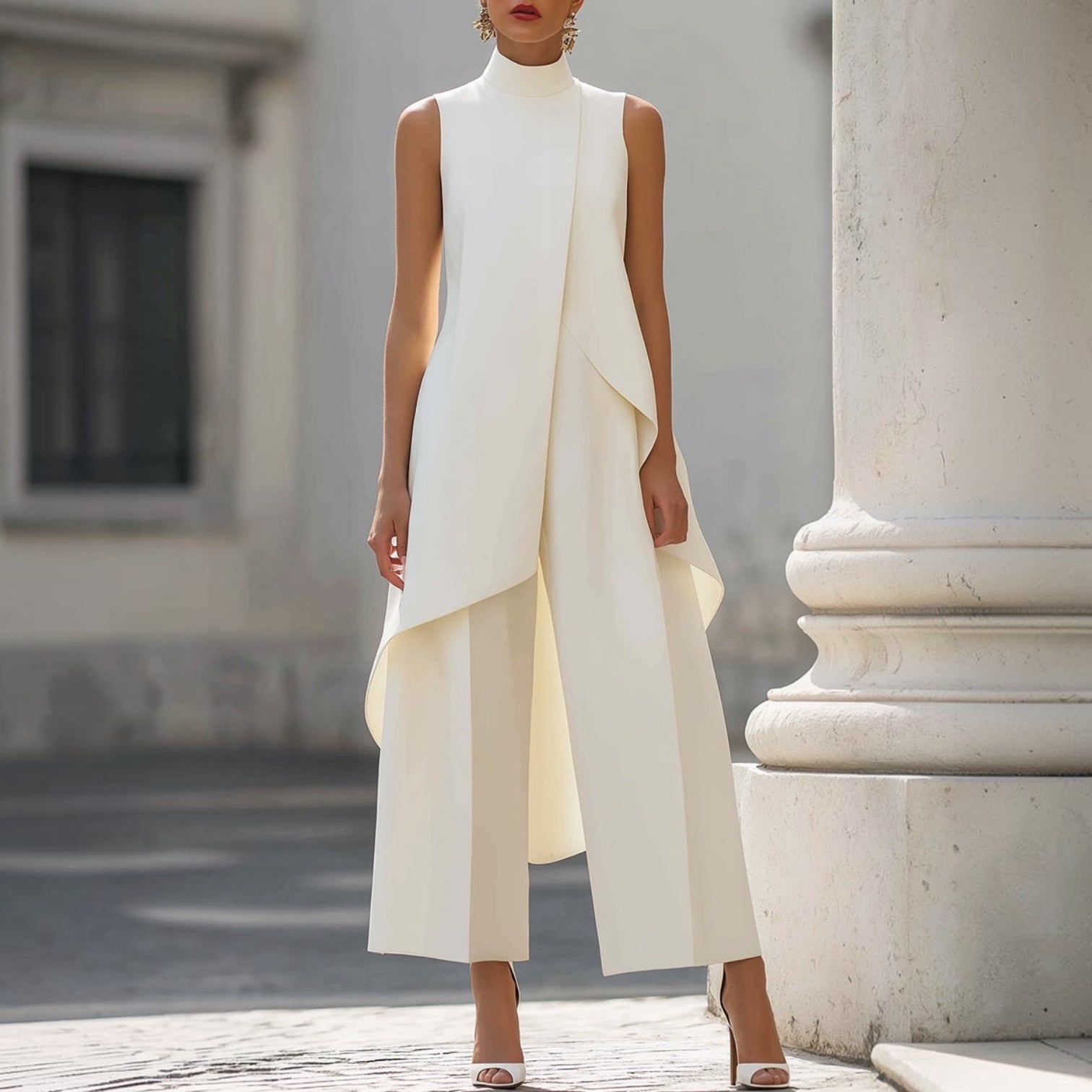 Robe longue élégante blanche Martina de Danoir Paris, vêtement sophistiqué avec détails raffinés, portée chic et élégante.