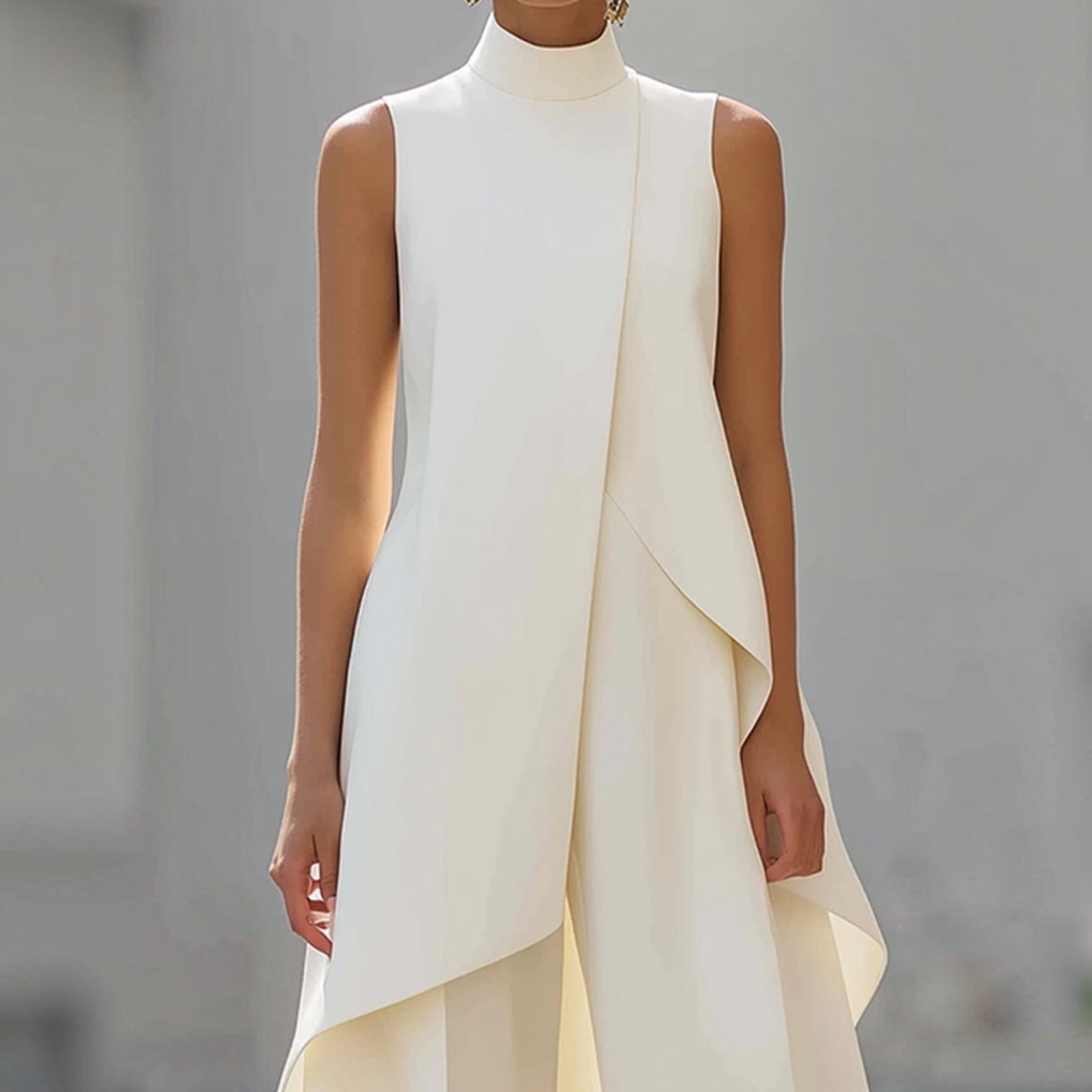 Robe longue élégante MARTINA™ blanche de Danoir Paris, finition raffinée, tissu fluide et silhouette sophistiquée.