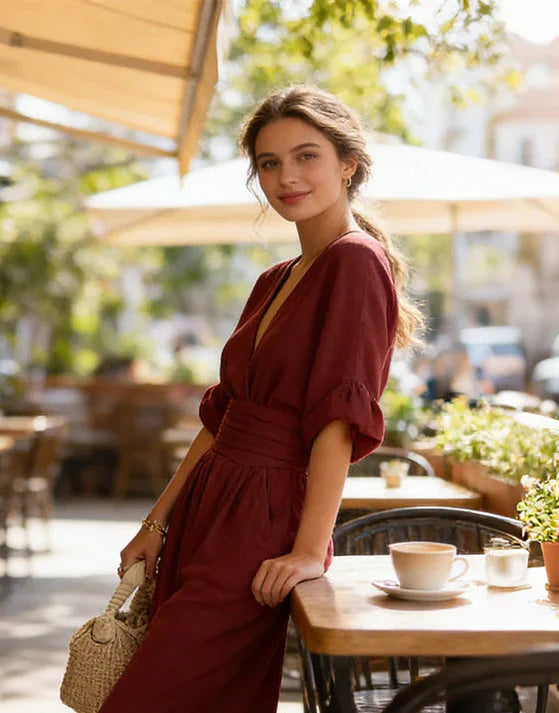 Combinaison blanche Daniela de Danoir Paris avec décolleté en V et jambes larges, élégante et sophistiquée.