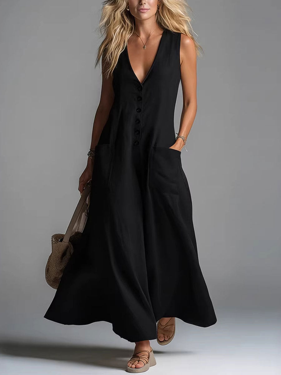 Robe longue blanche Danoir Paris Noa avec boutons, tissu léger et élégant, portée décontractée ou habillée.