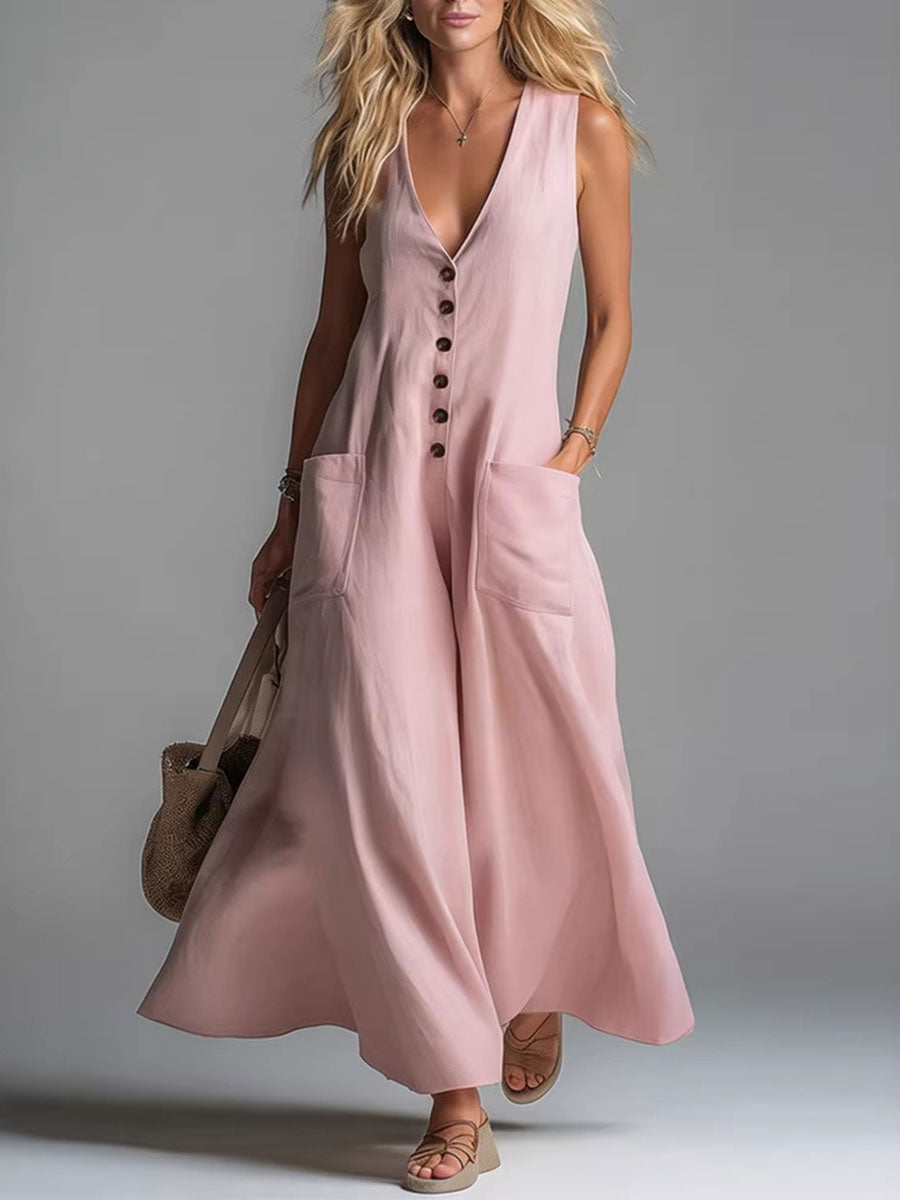 Robe longue blanche Danoir Paris Noa avec boutons, élégante et fluide, portée en style décontracté ou chic.