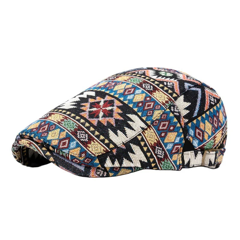 Collier pour animal de compagnie Bloom™ de Danoir Paris, réglable, coloré, style rétro, en tissu bleu avec motifs colorés.