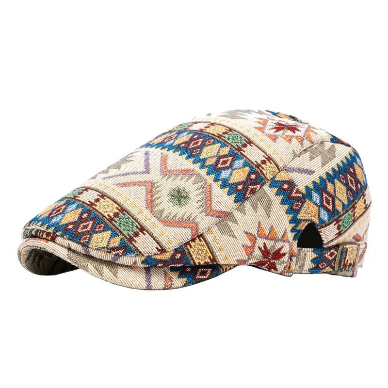 Collier pour chien Bloom™ réglable, coloré et rétro, de Danoir Paris, en tissu bleu avec motif coloré.
