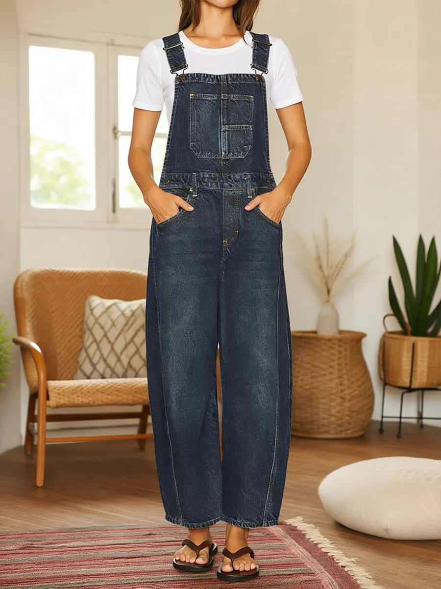 Combinaison en denim bleu Nora de Danoir Paris avec poches, ajustée, pour un look décontracté et tendance.