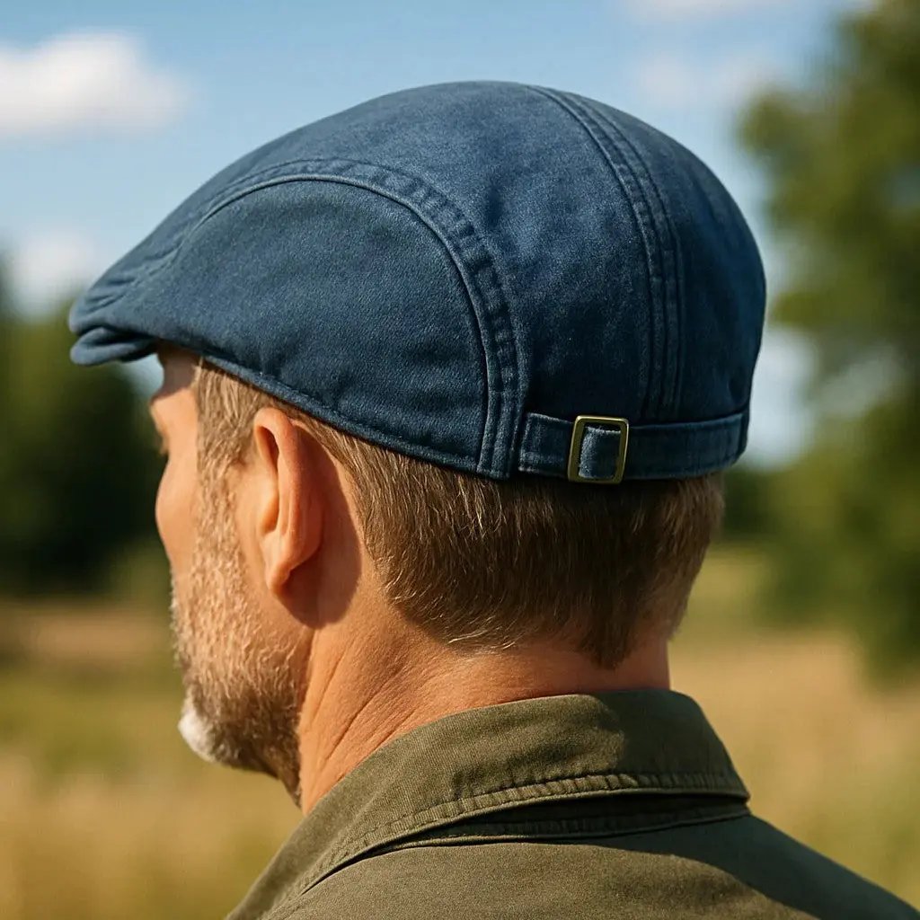 Veste Louis Béreau vintage de Danoir Paris en tissu bleu avec détails classiques, portée sur mannequin.