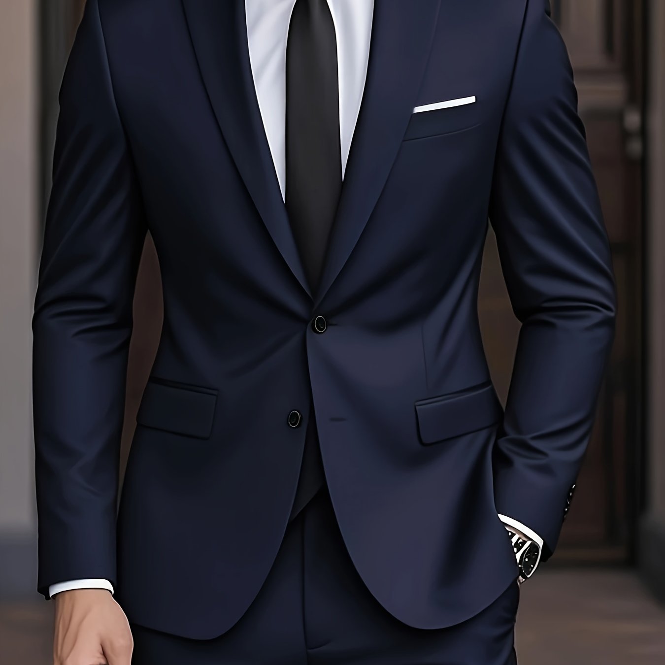 Costume moderne pour homme Danoir Paris en bleu marine, ajusté, avec col classique et détails élégants.