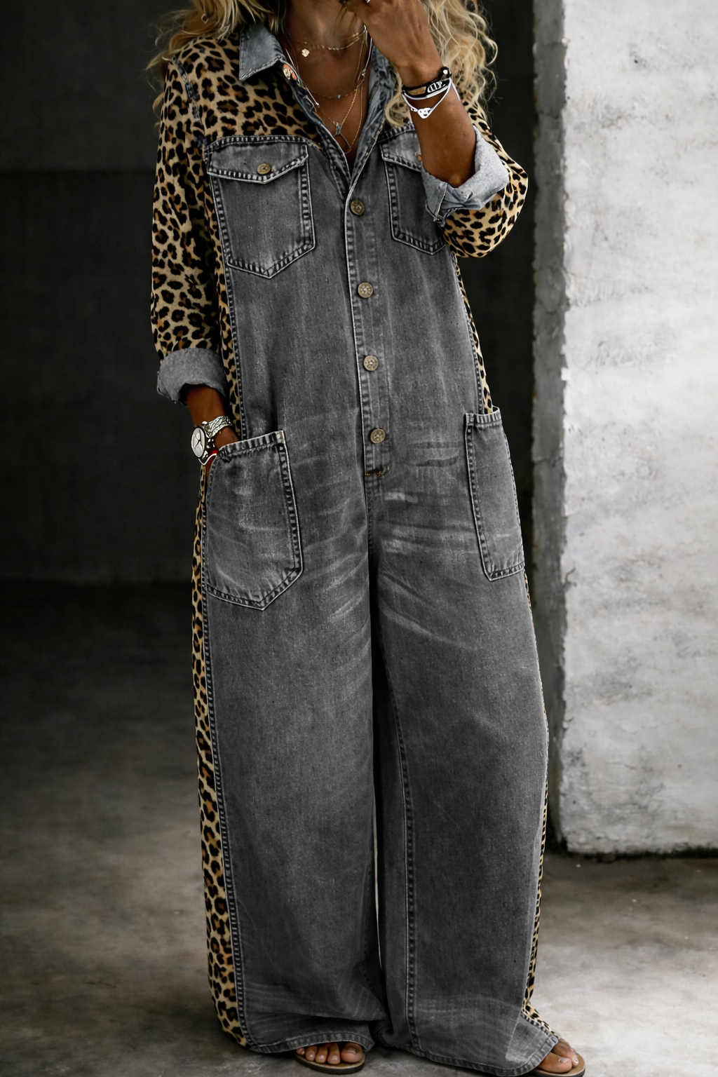Combinaison en jean Amanda de Danoir Paris, pantalon bleu avec détails modernes, portée décontractée et élégante.