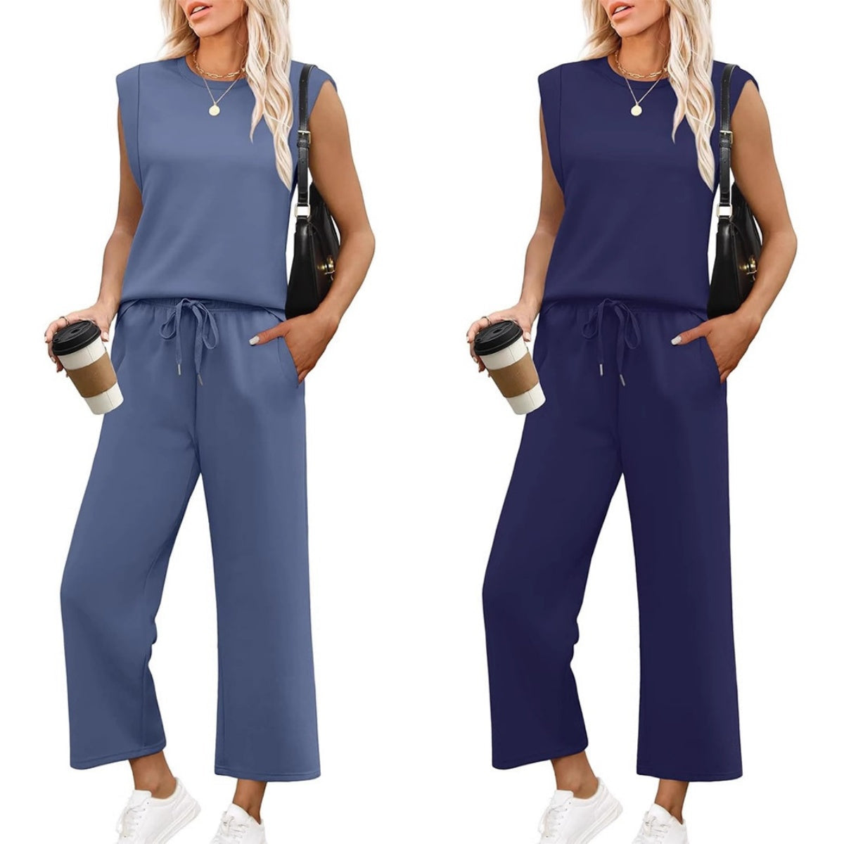 Ensemble été élégant Ania de Danoir Paris en tissu bleu, vêtement féminin léger et sophistiqué, parfait pour la saison estivale.