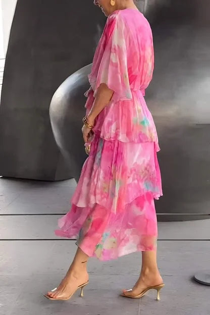 Robe élégante en chiffon bleue Cassia de Danoir Paris, vêtement sophistiqué pour occasions spéciales.