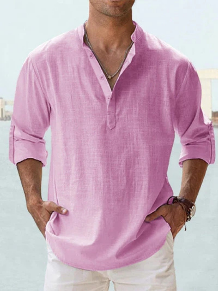 Chemise respirante en lin Danoir Paris Cazel, bleu, coupe élégante, tissu léger et confortable pour un style décontracté.