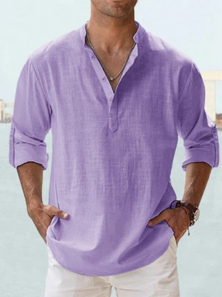 Chemise respirante en lin Cazel de Danoir Paris, bleu, coupe élégante et légère pour un style confortable.