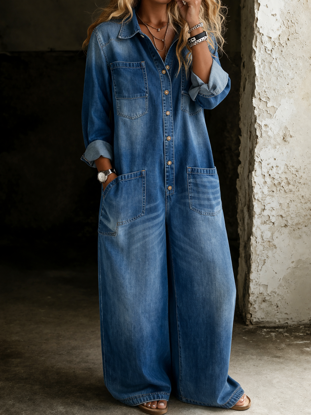 Combinaison décontractée bleue Lena de Danoir Paris, vêtement confortable pour un style casual et élégant.