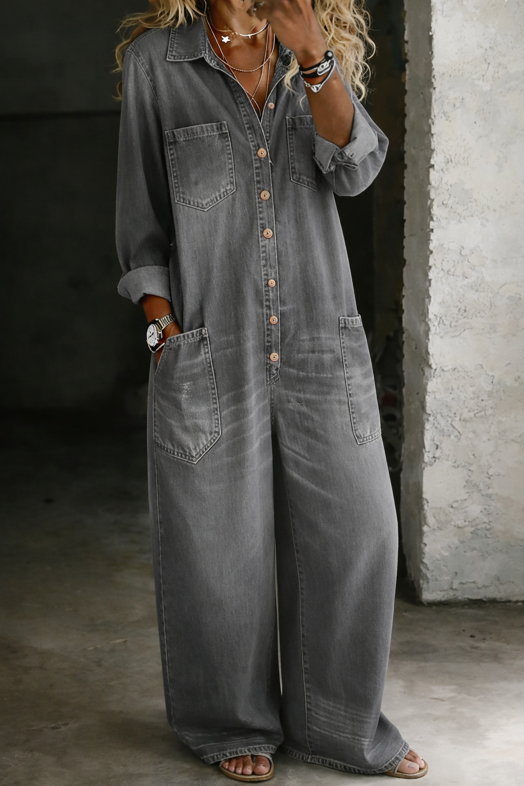 Combinaison décontractée bleue Lena de Danoir Paris, vêtement confortable pour un style casual et élégant.