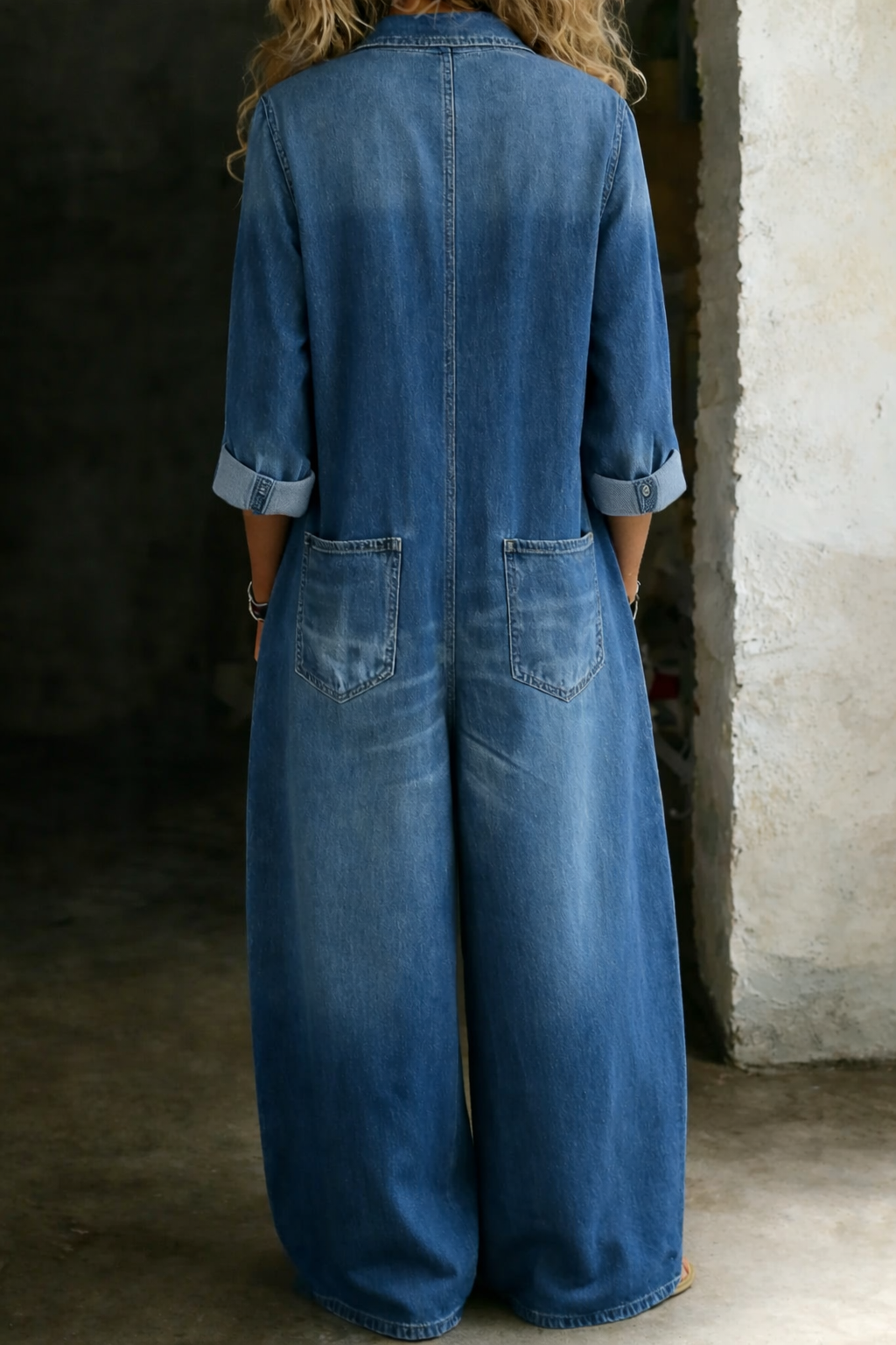 Combinaison décontractée bleu Lena de Danoir Paris, vêtement confortable pour femmes, vue de face.