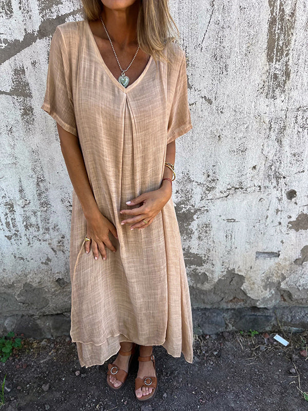 Robe écologique élégante Malaga de Danoir Paris en tissu bleu, vue de face avec détails du design sophistiqué.