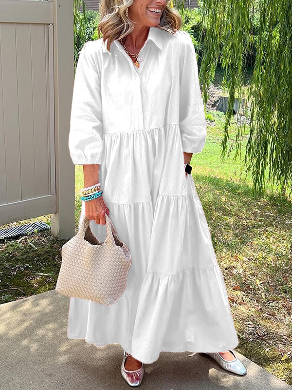 Robe maxi élégante Bente de Danoir Paris en tissu bleu, vue de face avec détails de la robe.