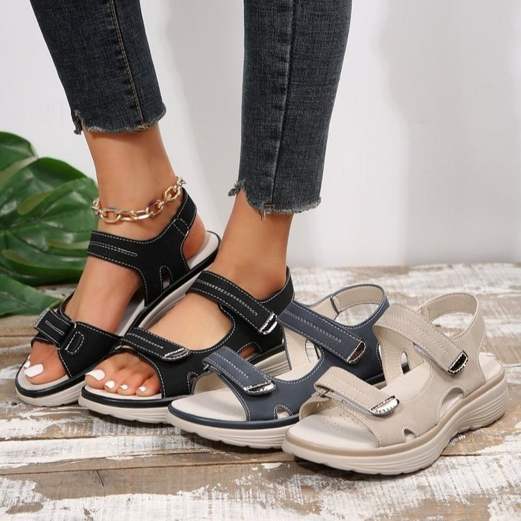 Sandales orthopédiques Marjorie Danoir Paris bleu pour femmes, taille 36, avec semelle confortable et soutien du pied.
