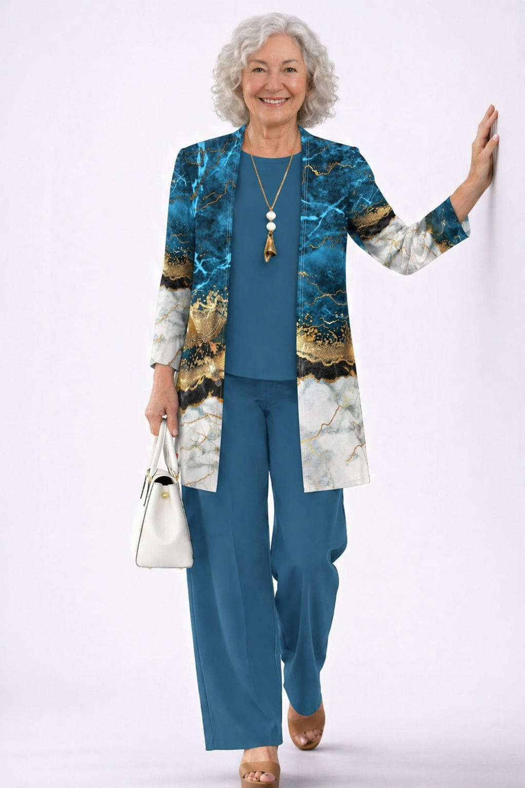 Ensemble Teresa de 3 pièces Danoir Paris en marbre bleu et or, avec des détails élégants pour la maison.