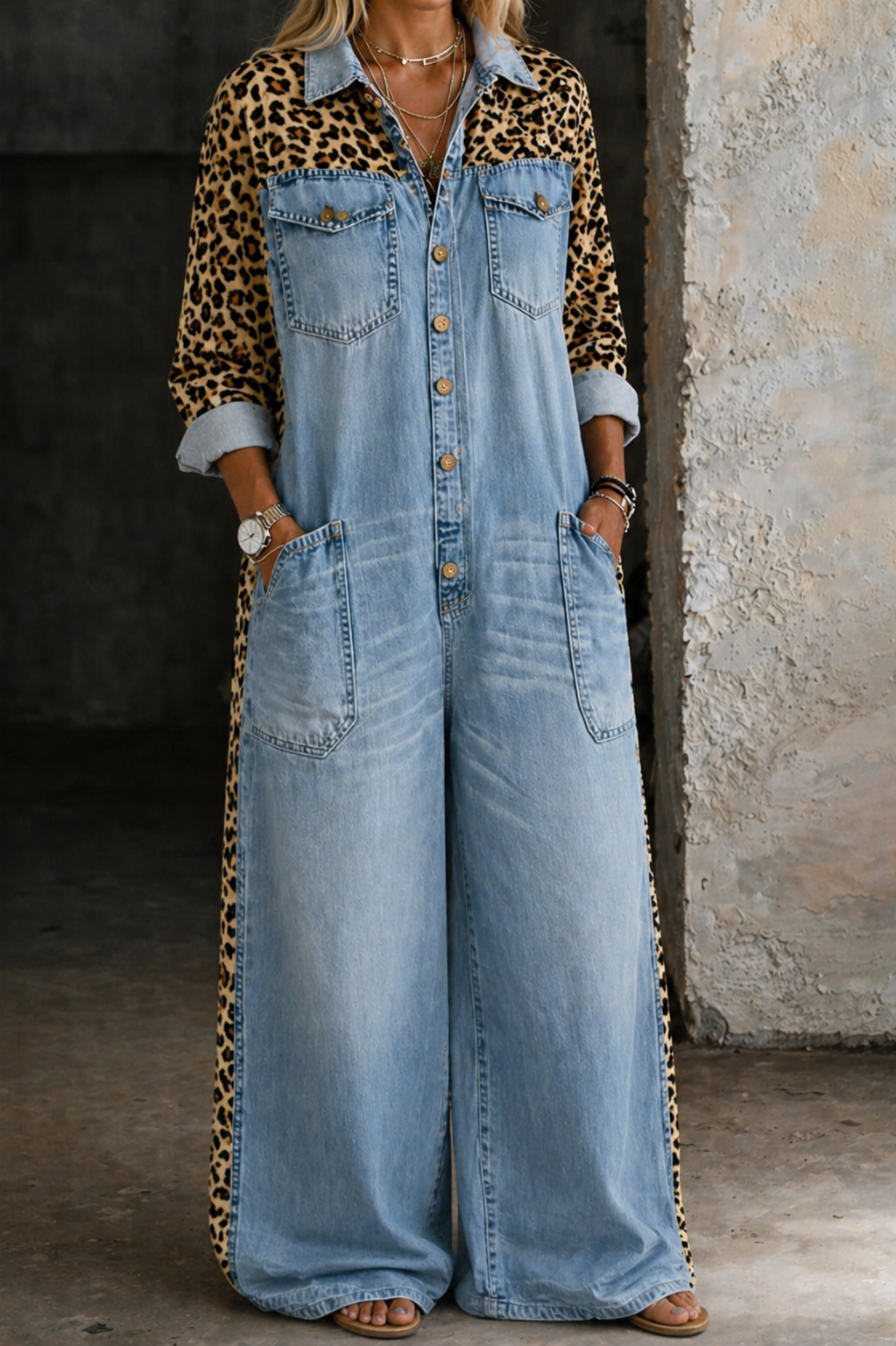 Combinaison en jean Amanda de Danoir Paris, vêtement une pièce bleue avec col et manches longues, style décontracté.