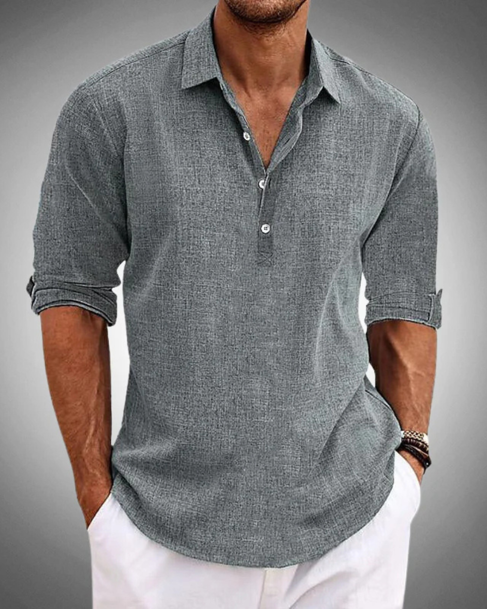 Chemise en coton Sabbio Classic bleue de Danoir Paris, chemise homme élégante avec col et manches longues.