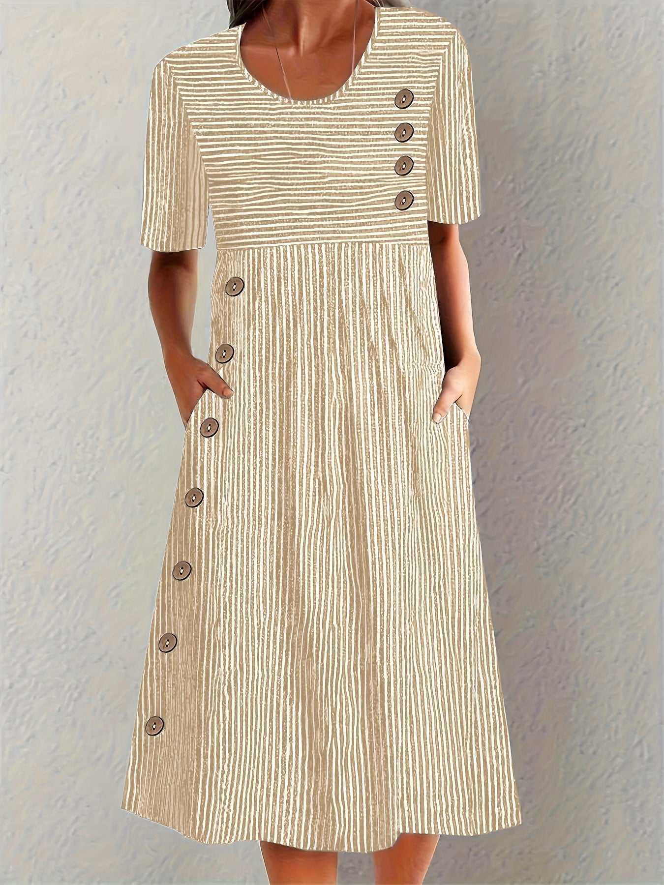 Robe d'été à rayures Sofia™ de Danoir Paris, coupe légère en bleu, taille XS, tissu confortable et style estival.