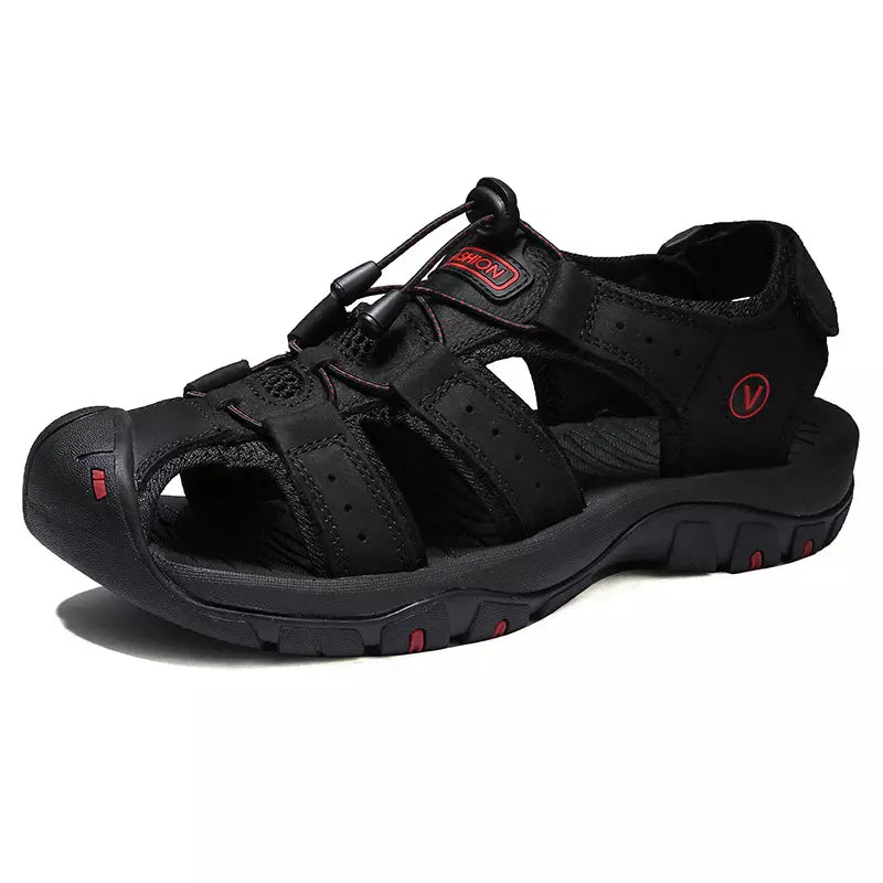 Sandales confort tout-terrain Danoir Paris en cuir marron, taille 38, avec semelle robuste et design décontracté.
