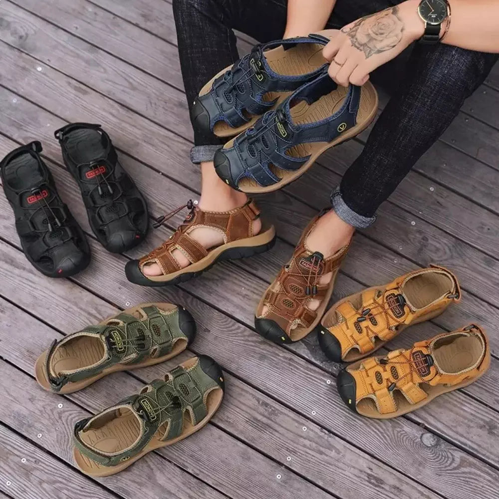 Sandales confort tout-terrain Danoir Paris en marron, pointure 38, avec semelle robuste et design décontracté.