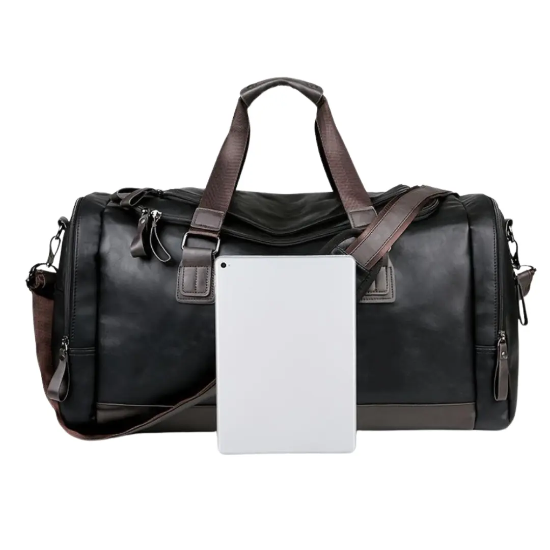 Sac de voyage tote Lydia en brun foncé de Danoir Paris, grand sac pratique avec poignées robustes et design élégant.